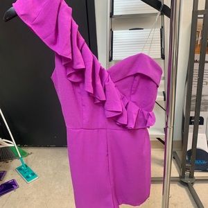 Apricot Lane Purple One Shoulder Romper